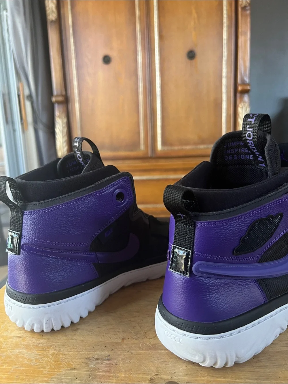 Jordan Men’s High-Top Sneakers - Black & Purple Accents